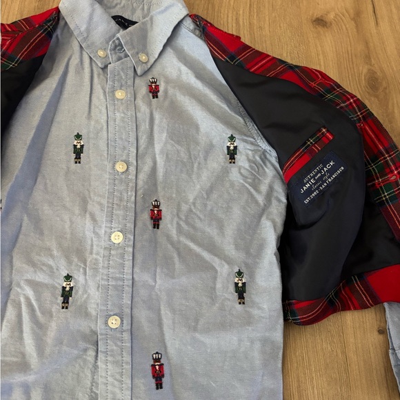 Janie and Jack Red Plaid Vest with Blue Button Down Shirt - Picture 4 of 4